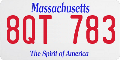 MA license plate 8QT783