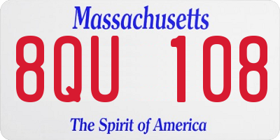 MA license plate 8QU108