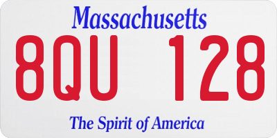 MA license plate 8QU128