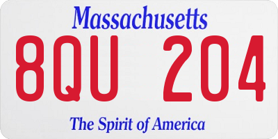 MA license plate 8QU204