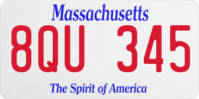 MA license plate 8QU345