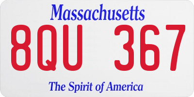 MA license plate 8QU367