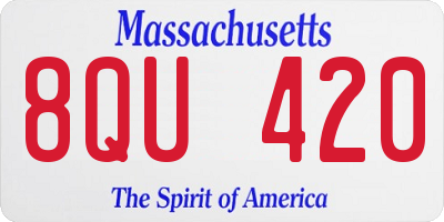 MA license plate 8QU420