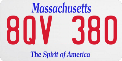 MA license plate 8QV380