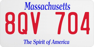 MA license plate 8QV704