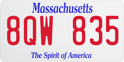 MA license plate 8QW835