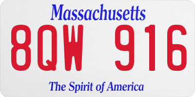 MA license plate 8QW916