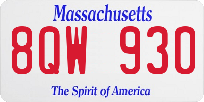 MA license plate 8QW930