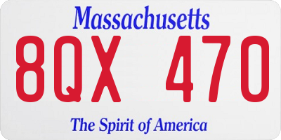 MA license plate 8QX470