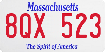 MA license plate 8QX523