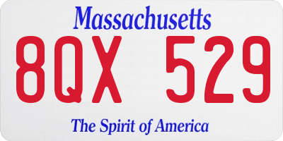 MA license plate 8QX529