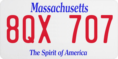 MA license plate 8QX707