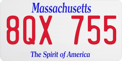 MA license plate 8QX755