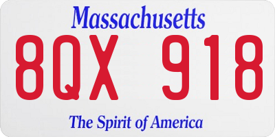 MA license plate 8QX918