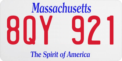 MA license plate 8QY921