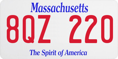 MA license plate 8QZ220