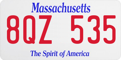 MA license plate 8QZ535
