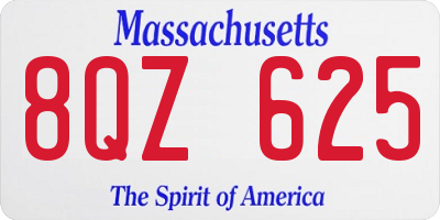 MA license plate 8QZ625