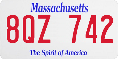 MA license plate 8QZ742