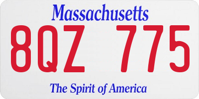 MA license plate 8QZ775