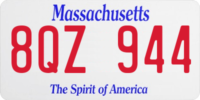 MA license plate 8QZ944