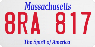 MA license plate 8RA817