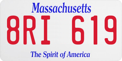 MA license plate 8RI619