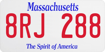 MA license plate 8RJ288