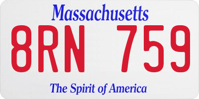 MA license plate 8RN759