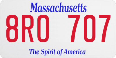 MA license plate 8RO707