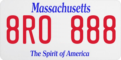 MA license plate 8RO888