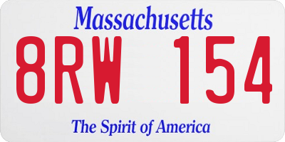 MA license plate 8RW154