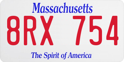 MA license plate 8RX754