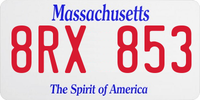MA license plate 8RX853