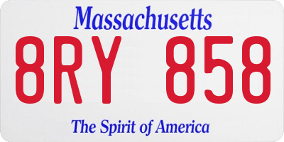MA license plate 8RY858
