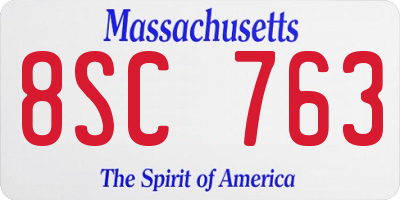 MA license plate 8SC763