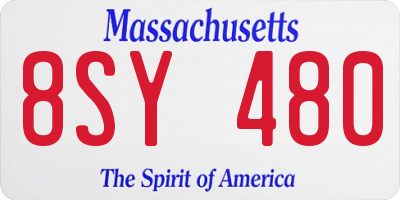 MA license plate 8SY480