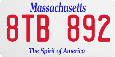 MA license plate 8TB892