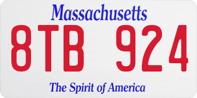 MA license plate 8TB924