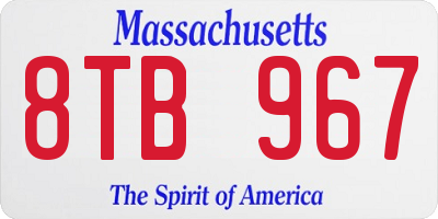 MA license plate 8TB967