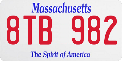 MA license plate 8TB982