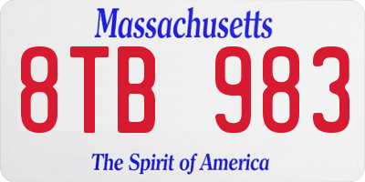 MA license plate 8TB983