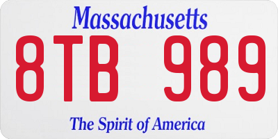 MA license plate 8TB989