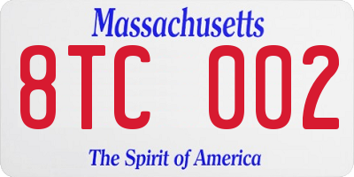 MA license plate 8TC002