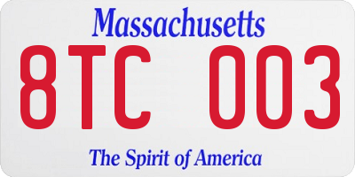 MA license plate 8TC003