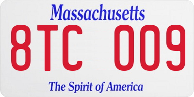 MA license plate 8TC009