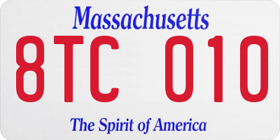 MA license plate 8TC010