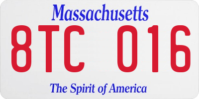 MA license plate 8TC016