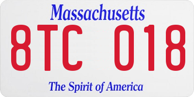 MA license plate 8TC018
