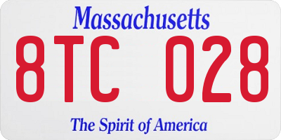 MA license plate 8TC028